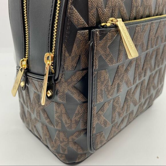 MICHAEL Michael Kors Adina Medium Backpack Black/Brown Signature Logo main image 8